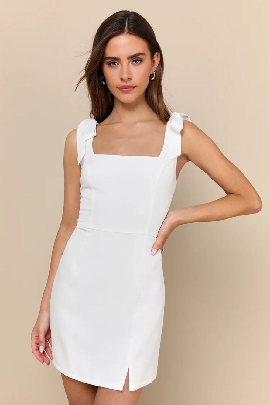 NWT Lulus Your Sweetie White Tie-Strap Mini Dress Party Cocktail Classy Size M